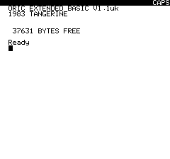 Oric Opening Screen